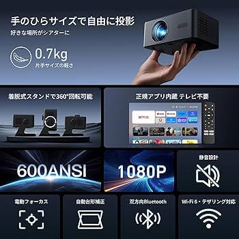 Amazon.co.jp: プロジェクター家庭用 小型 天井 静音【Netflix・Prime